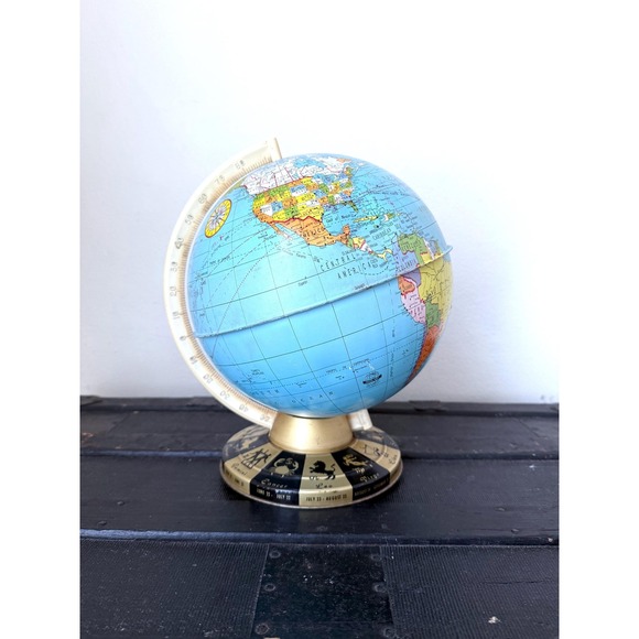 Other - Zodiac Sign Vintage World Globe - Metal World Globe Vintage Globe World Map 1960